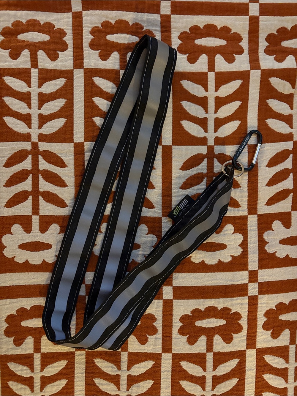 Moonsash Reflective Black Strap with Carabiner